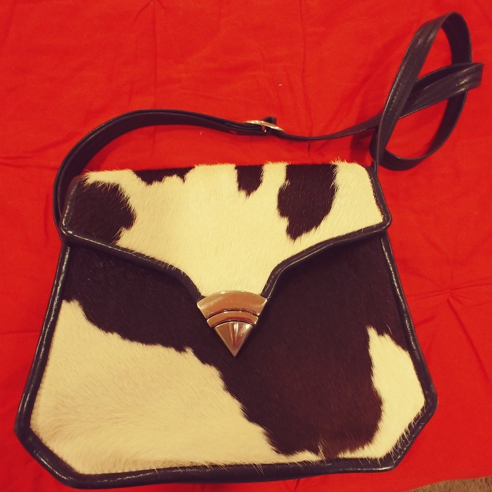 Pony print cow hair purse w/ silver tone hardware